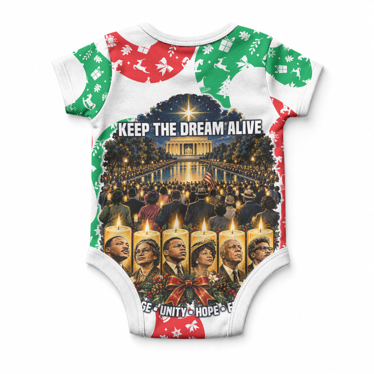 Civil Rights Leaders Christmas Baby Onesie Vintage Black History Hope Freedom Art