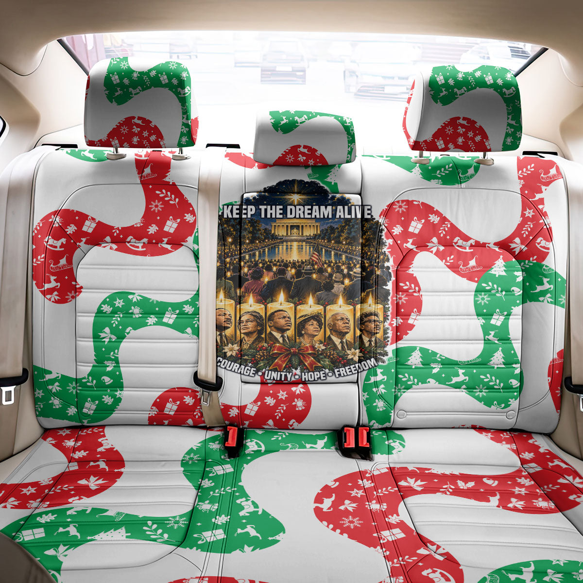 Civil Rights Leaders Christmas Back Car Seat Cover Vintage Black History Hope Freedom Art