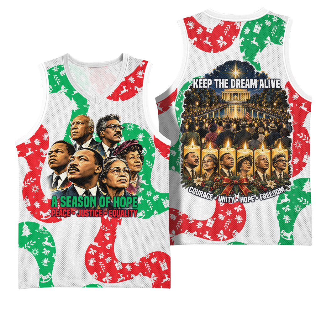 Civil Rights Leaders Christmas Basketball Jersey Vintage Black History Hope Freedom Art