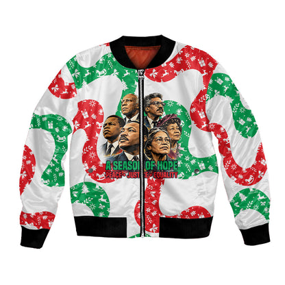 Civil Rights Leaders Christmas Bomber Jacket Vintage Black History Hope Freedom Art