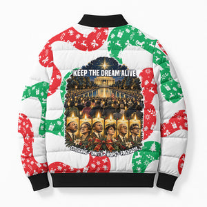 Civil Rights Leaders Christmas Bomber Puffer Jacket Vintage Black History Hope Freedom Art