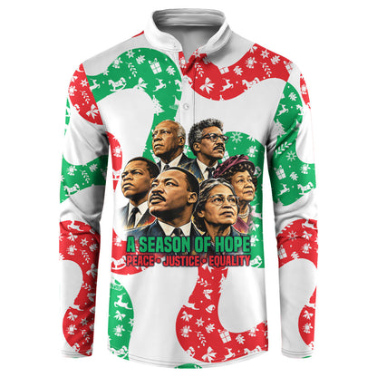 Civil Rights Leaders Christmas Button Sweatshirt Vintage Black History Hope Freedom Art