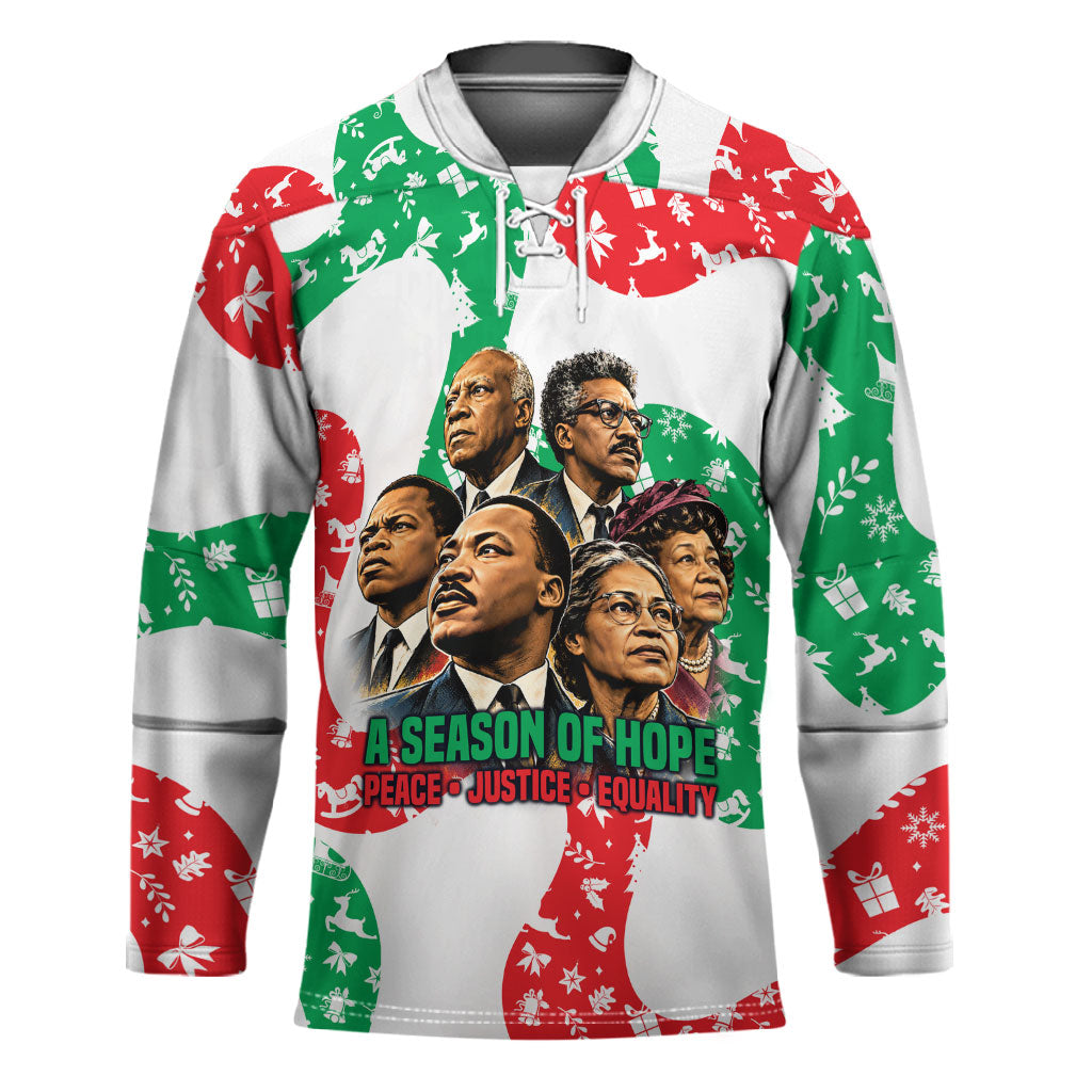 Civil Rights Leaders Christmas Hockey Jersey Vintage Black History Hope Freedom Art