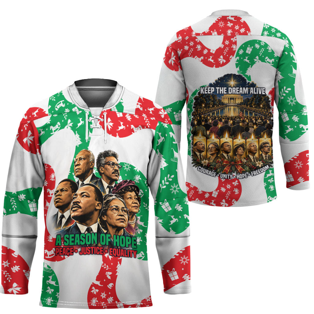 Civil Rights Leaders Christmas Hockey Jersey Vintage Black History Hope Freedom Art