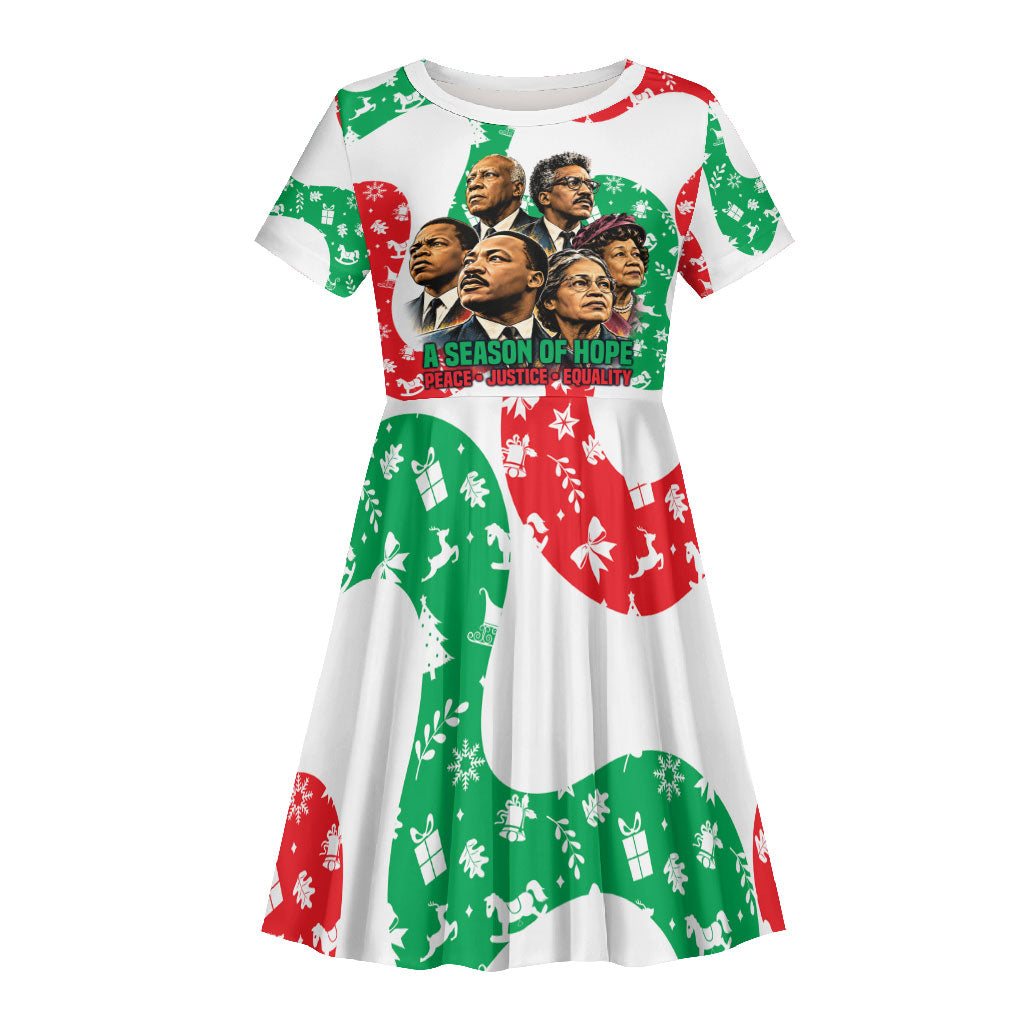 Civil Rights Leaders Christmas Kid Short Sleeve Dress Vintage Black History Hope Freedom Art