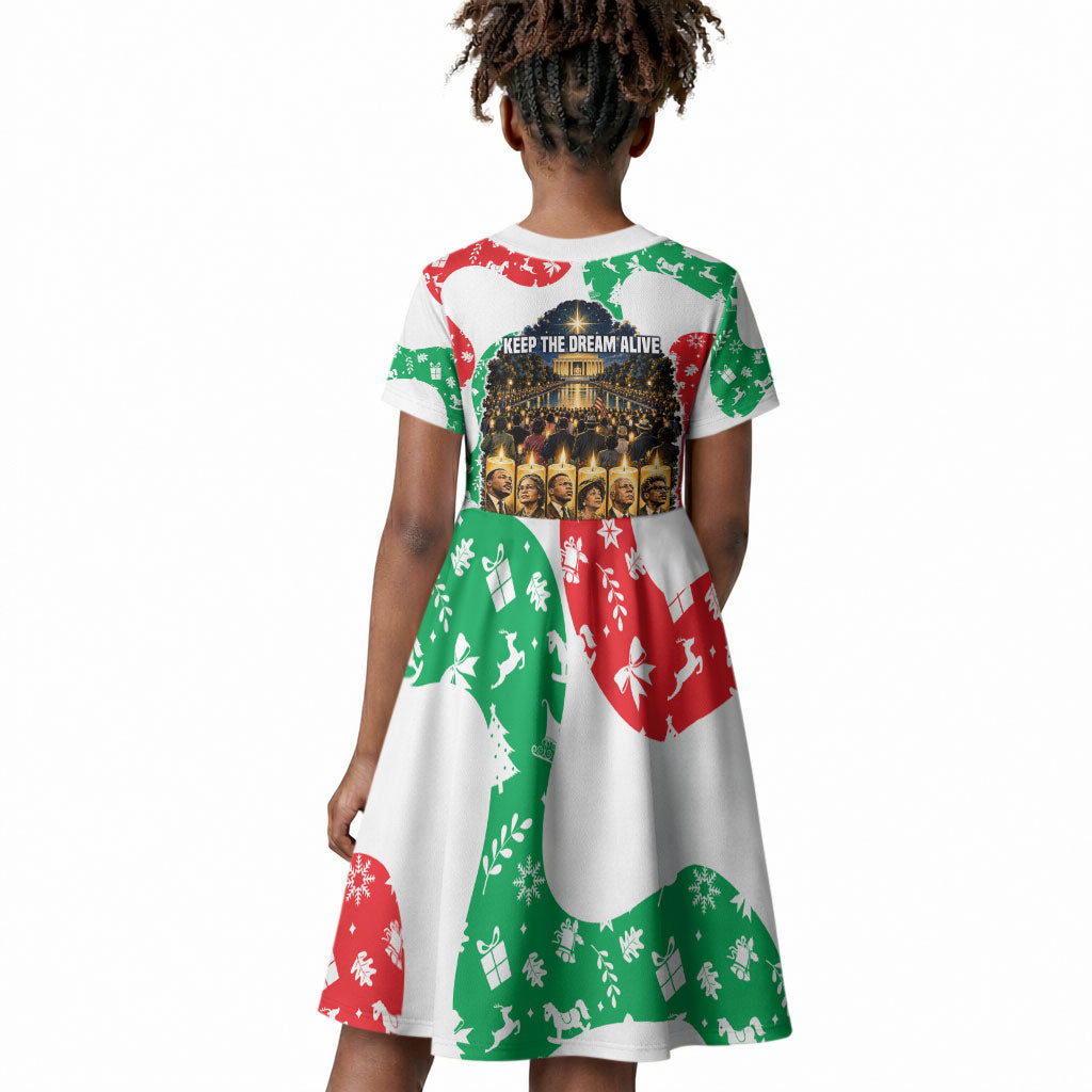 Civil Rights Leaders Christmas Kid Short Sleeve Dress Vintage Black History Hope Freedom Art