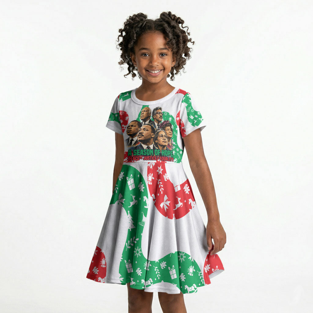 Civil Rights Leaders Christmas Kid Short Sleeve Dress Vintage Black History Hope Freedom Art