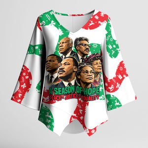 Civil Rights Leaders Christmas Kimono Sleeve Blouse Vintage Black History Hope Freedom Art