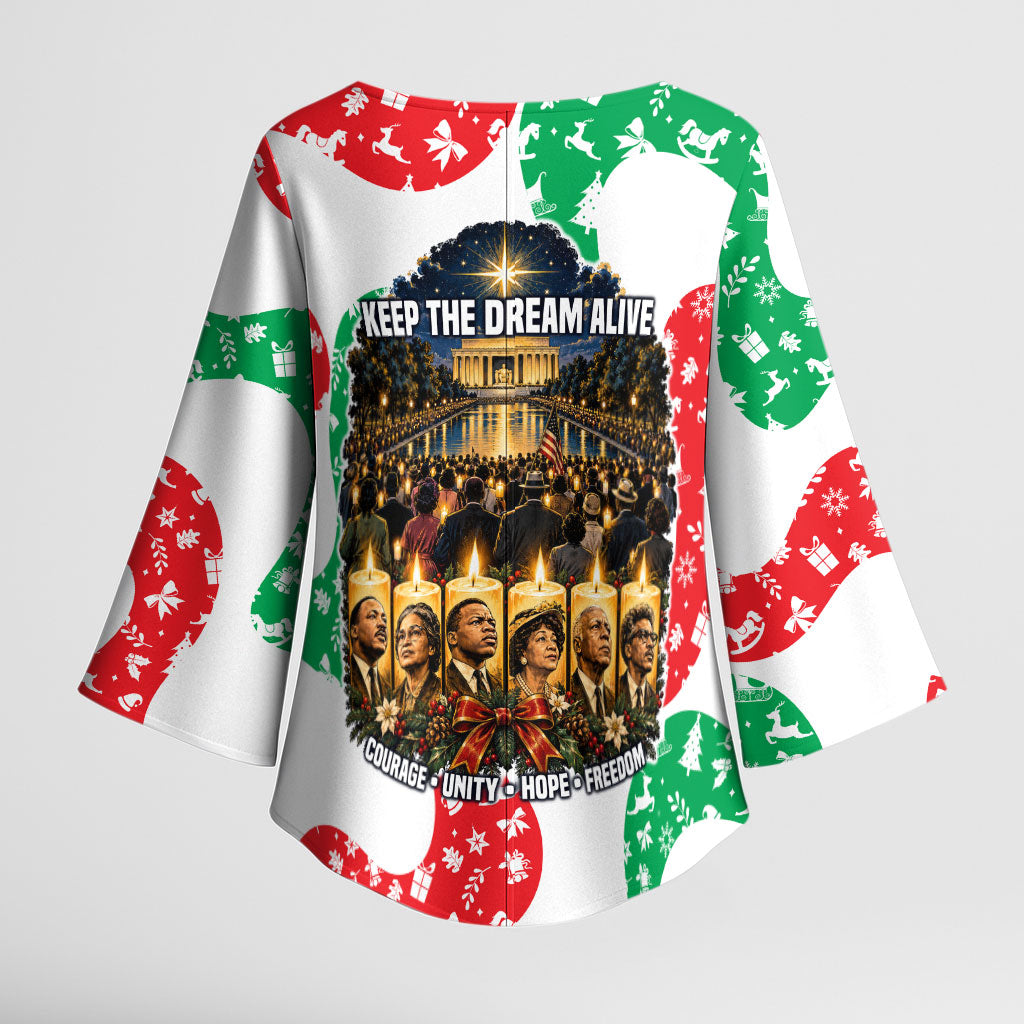 Civil Rights Leaders Christmas Kimono Sleeve Blouse Vintage Black History Hope Freedom Art