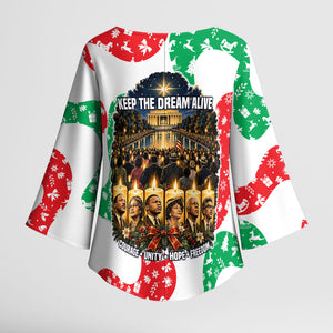 Civil Rights Leaders Christmas Kimono Sleeve Blouse Vintage Black History Hope Freedom Art