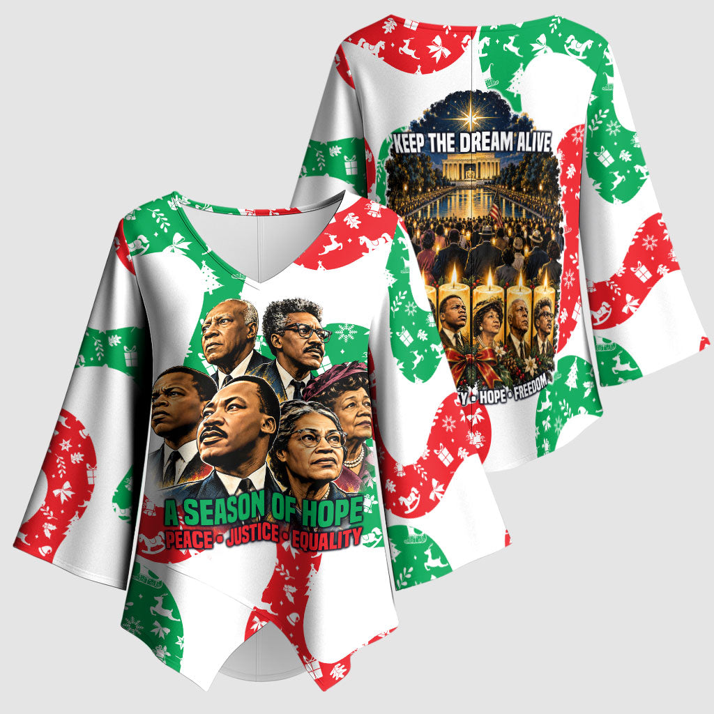 Civil Rights Leaders Christmas Kimono Sleeve Blouse Vintage Black History Hope Freedom Art