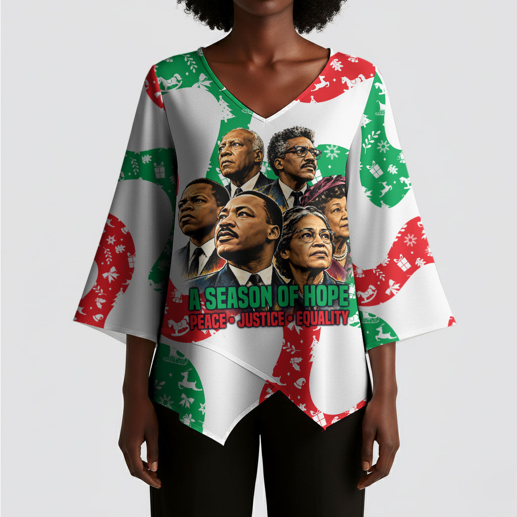 Civil Rights Leaders Christmas Kimono Sleeve Blouse Vintage Black History Hope Freedom Art