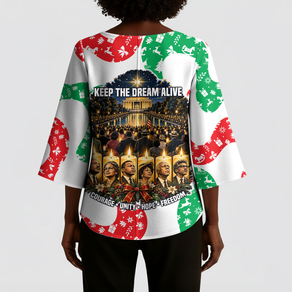 Civil Rights Leaders Christmas Kimono Sleeve Blouse Vintage Black History Hope Freedom Art