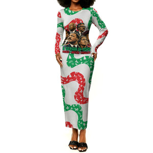 Civil Rights Leaders Christmas Long Sleeve Bodycon Dress Vintage Black History Hope Freedom Art