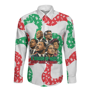 Civil Rights Leaders Christmas Long Sleeve Button Shirt Vintage Black History Hope Freedom Art