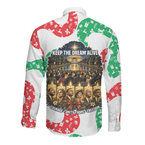 Civil Rights Leaders Christmas Long Sleeve Button Shirt Vintage Black History Hope Freedom Art