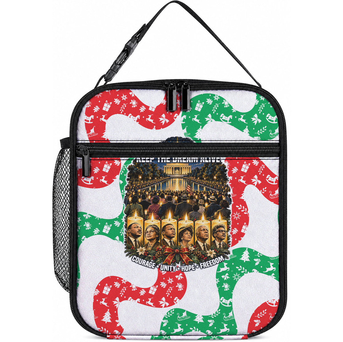 Civil Rights Leaders Christmas Lunch Bag Vintage Black History Hope Freedom Art