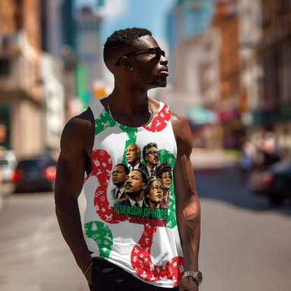 Civil Rights Leaders Christmas Men Tank Top Vintage Black History Hope Freedom Art