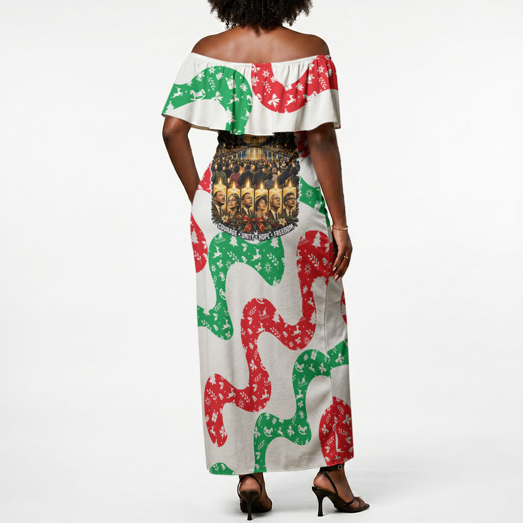 Civil Rights Leaders Christmas Off Shoulder Maxi Dress Vintage Black History Hope Freedom Art