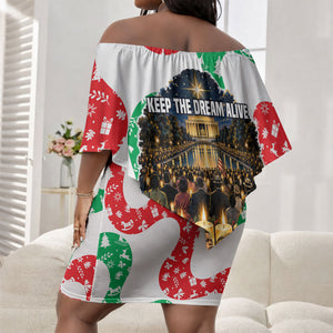 Civil Rights Leaders Christmas Off Shoulder Short Dress Vintage Black History Hope Freedom Art