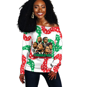 Civil Rights Leaders Christmas Off Shoulder Sweater Vintage Black History Hope Freedom Art