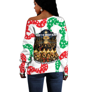 Civil Rights Leaders Christmas Off Shoulder Sweater Vintage Black History Hope Freedom Art