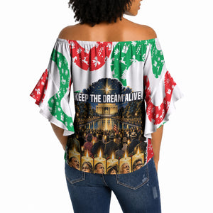 Civil Rights Leaders Christmas Off Shoulder Wrap Waist Top Vintage Black History Hope Freedom Art