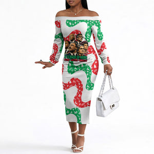 Civil Rights Leaders Christmas Off The Shoulder Long Sleeve Dress Vintage Black History Hope Freedom Art