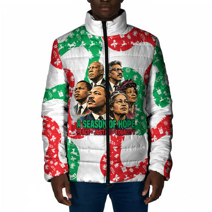 Civil Rights Leaders Christmas Padded Jacket Vintage Black History Hope Freedom Art