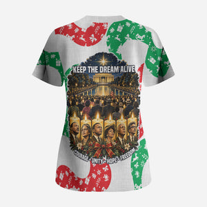 Civil Rights Leaders Christmas Scrub Top Vintage Black History Hope Freedom Art