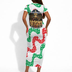 Civil Rights Leaders Christmas Short Sleeve Bodycon Dress Vintage Black History Hope Freedom Art