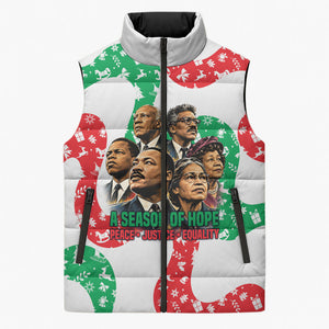 Civil Rights Leaders Christmas Sleeveless Puffer Jacket Vintage Black History Hope Freedom Art
