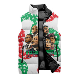 Civil Rights Leaders Christmas Sleeveless Puffer Jacket Vintage Black History Hope Freedom Art