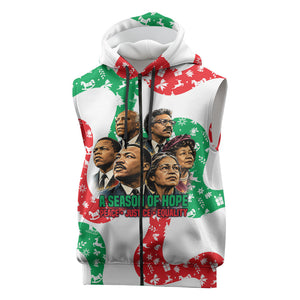 Civil Rights Leaders Christmas Sleeveless Zip Hoodie Vintage Black History Hope Freedom Art