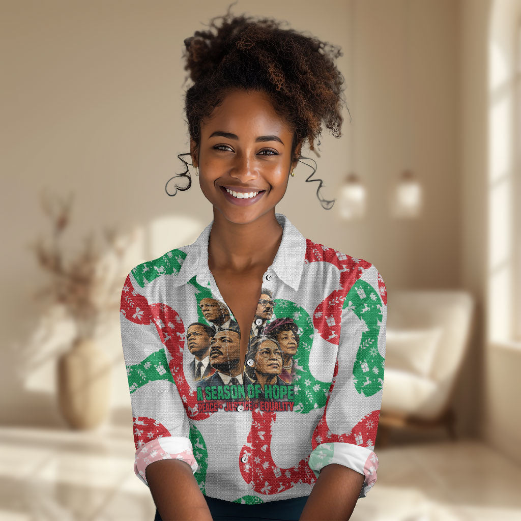 Civil Rights Leaders Christmas Women Casual Shirt Vintage Black History Hope Freedom Art