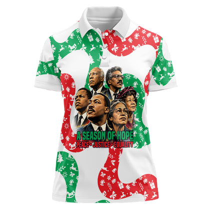 Civil Rights Leaders Christmas Women Polo Shirt Vintage Black History Hope Freedom Art