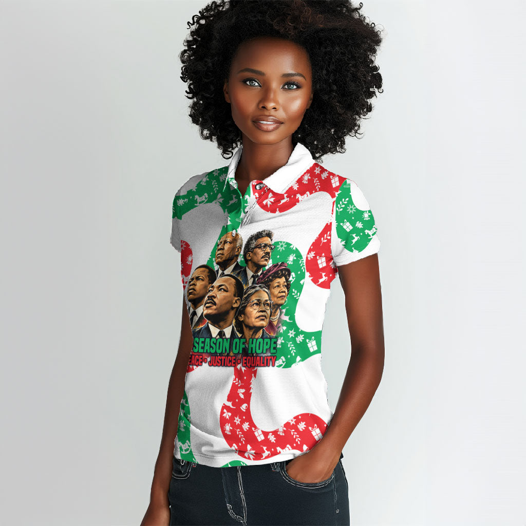 Civil Rights Leaders Christmas Women Polo Shirt Vintage Black History Hope Freedom Art