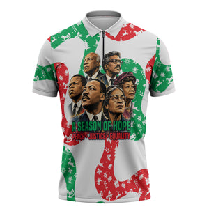 Civil Rights Leaders Christmas Zipper Polo Shirt Vintage Black History Hope Freedom Art
