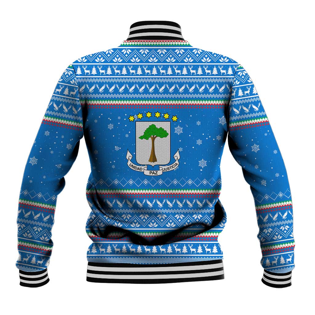 Equatorial Guinea Christmas Baseball Jacket Nzalang Noel Eagle Flag Snowflakes - African Pride