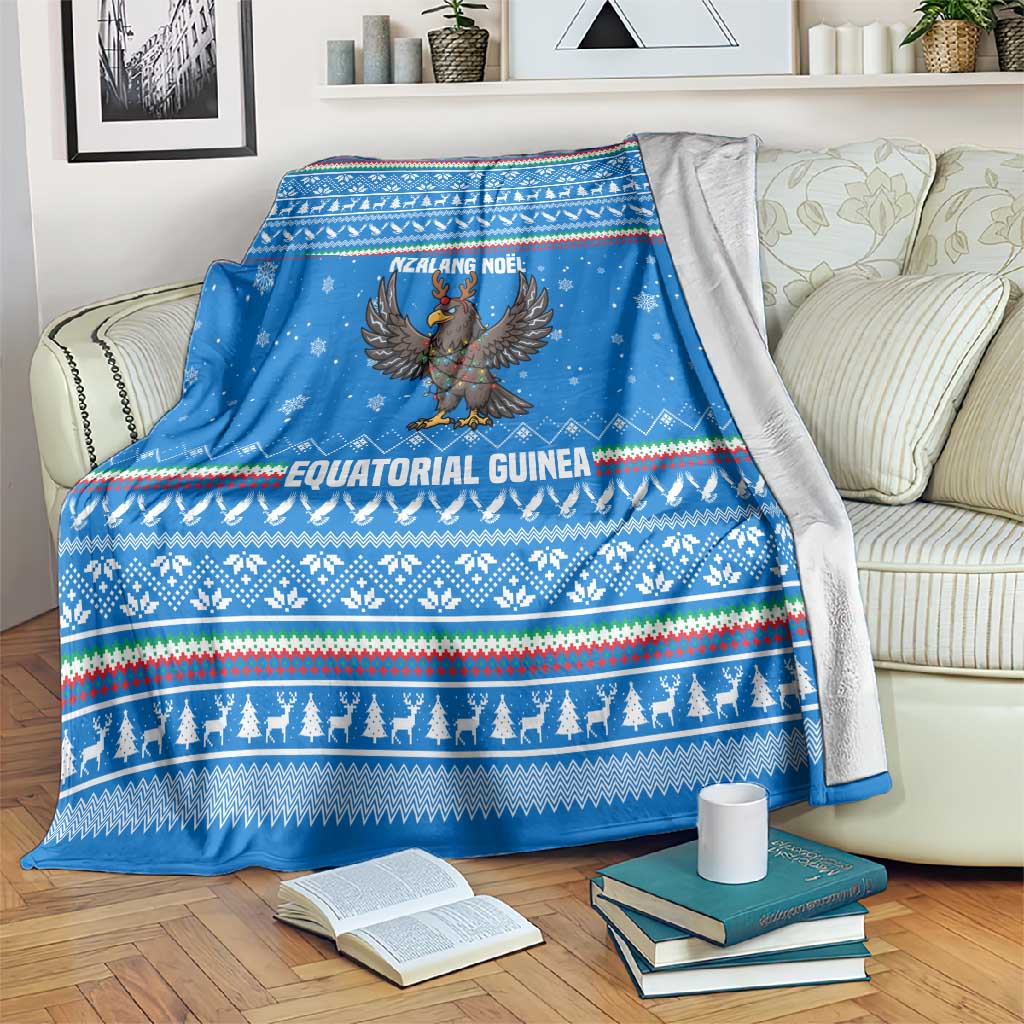 Equatorial Guinea Christmas Blanket Nzalang Noel Eagle Flag Snowflakes - African Pride