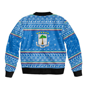 Equatorial Guinea Christmas Bomber Jacket Nzalang Noel Eagle Flag Snowflakes - African Pride