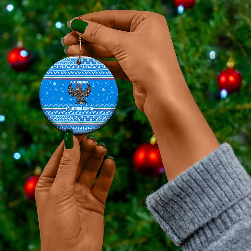 Equatorial Guinea Christmas Ceramic Ornament Nzalang Noel Eagle Flag Snowflakes - African Pride