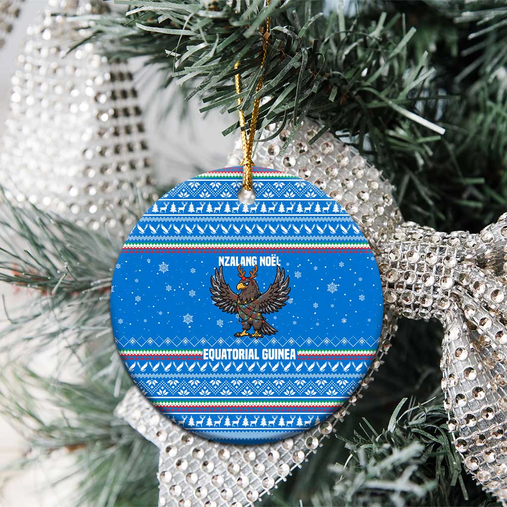 Equatorial Guinea Christmas Ceramic Ornament Nzalang Noel Eagle Flag Snowflakes - African Pride