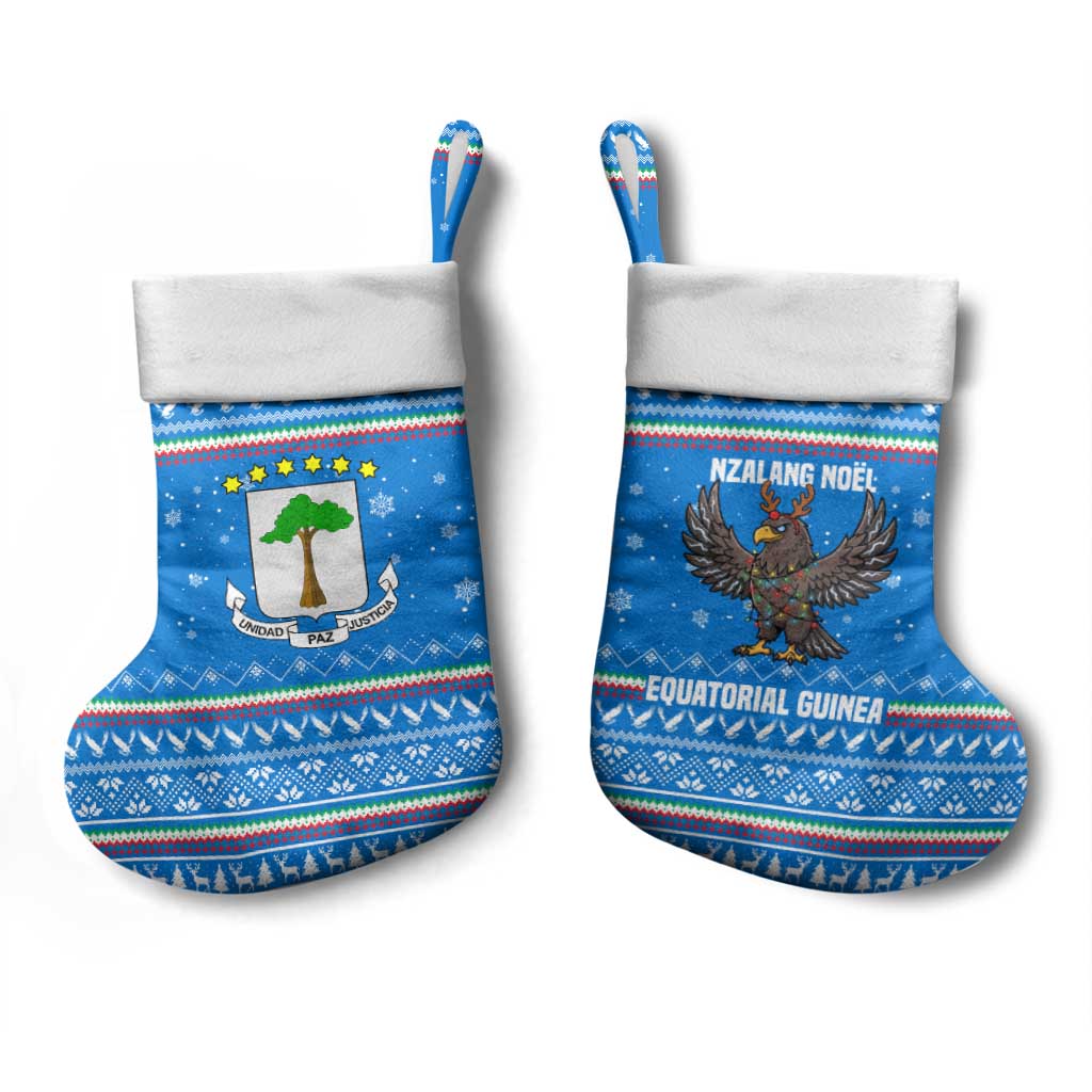 Equatorial Guinea Christmas Stocking Nzalang Noel Eagle Flag Snowflakes - African Pride