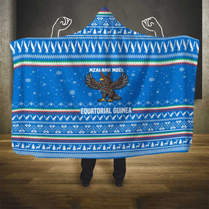 Equatorial Guinea Christmas Hooded Blanket Nzalang Noel Eagle Flag Snowflakes - African Pride