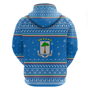 Equatorial Guinea Christmas Hoodie Nzalang Noel Eagle Flag Snowflakes - African Pride