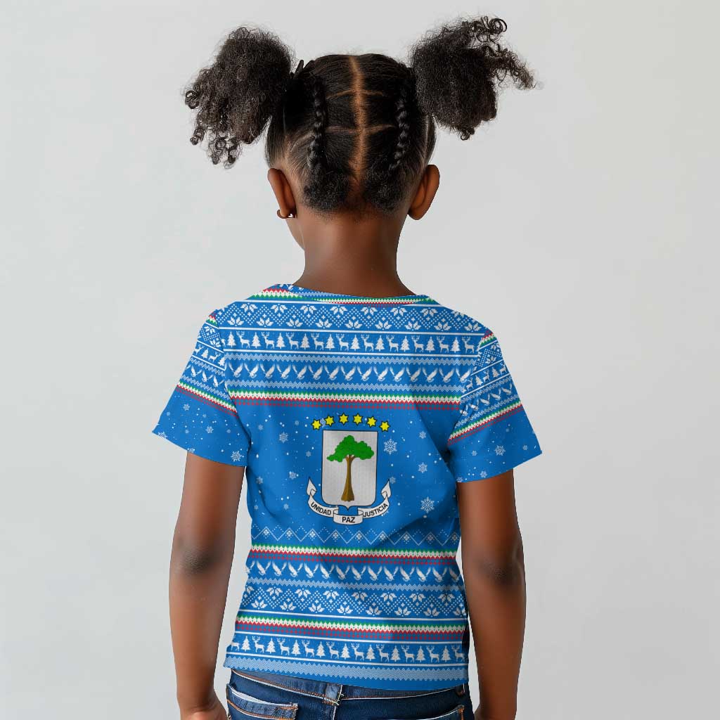 Equatorial Guinea Christmas Kid T shirt Nzalang Noel Eagle Flag Snowflakes - African Pride
