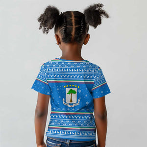 Equatorial Guinea Christmas Kid T shirt Nzalang Noel Eagle Flag Snowflakes - African Pride
