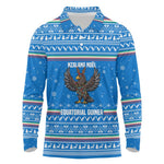 Equatorial Guinea Christmas Long Sleeve Polo Shirt Nzalang Noel Eagle Flag Snowflakes - African Pride