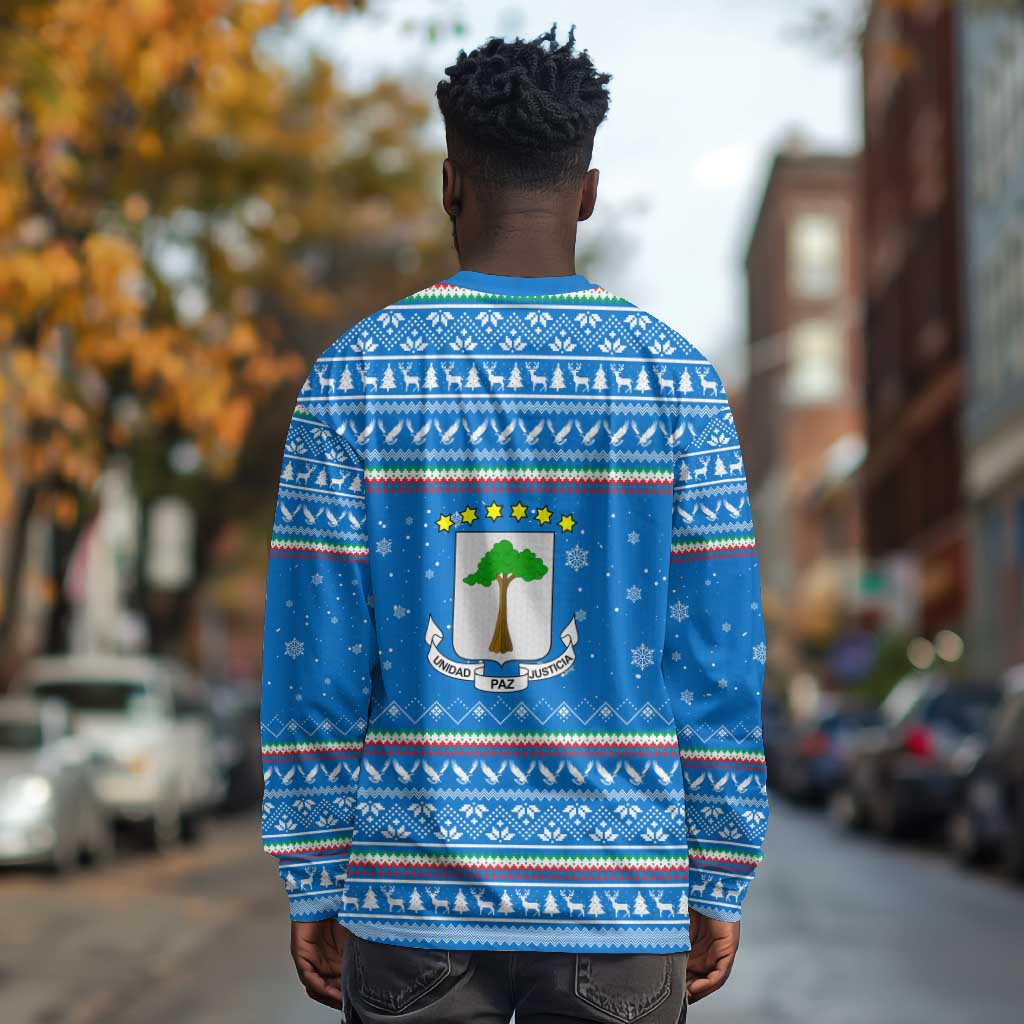 Equatorial Guinea Christmas Long Sleeve Shirt Nzalang Noel Eagle Flag Snowflakes - African Pride